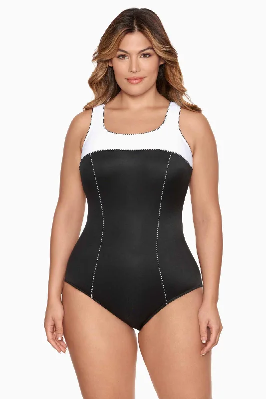 Plus Size Colorblock Touche One Piece Swimsuit