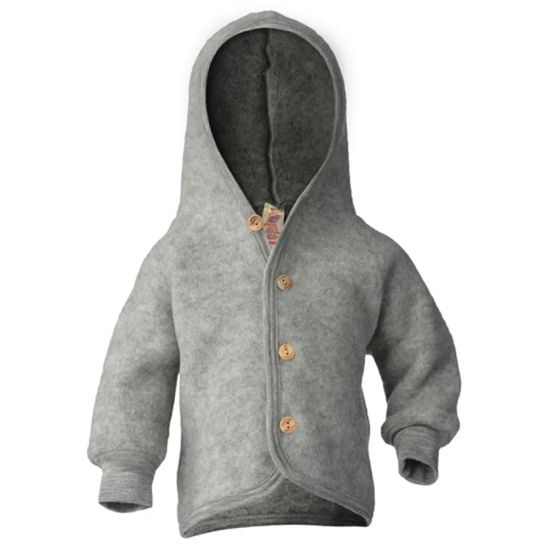 Workout SweatshirtsEngel Hooded Jacket with Wooden Buttons Grey Mélange