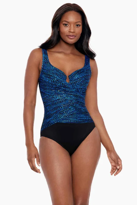 Dot Com Layered Escape One Piece Swimsuit