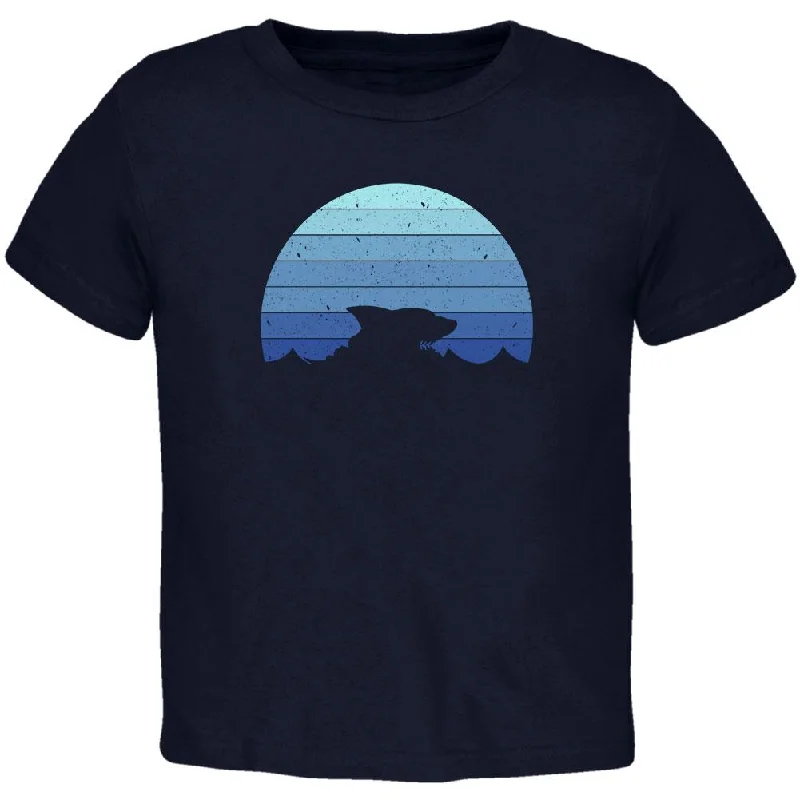 Ocean Shark Retro Sunset Blue Toddler T ShirtLayered T-Shirts