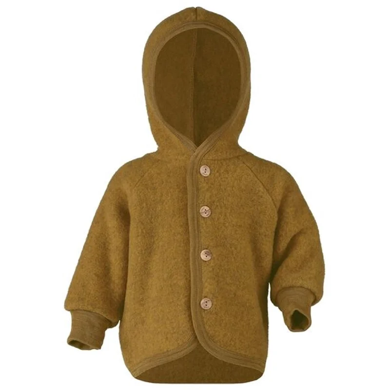 Gym HoodiesEngel Hooded Jacket with Wooden Buttons Saffron Mélange