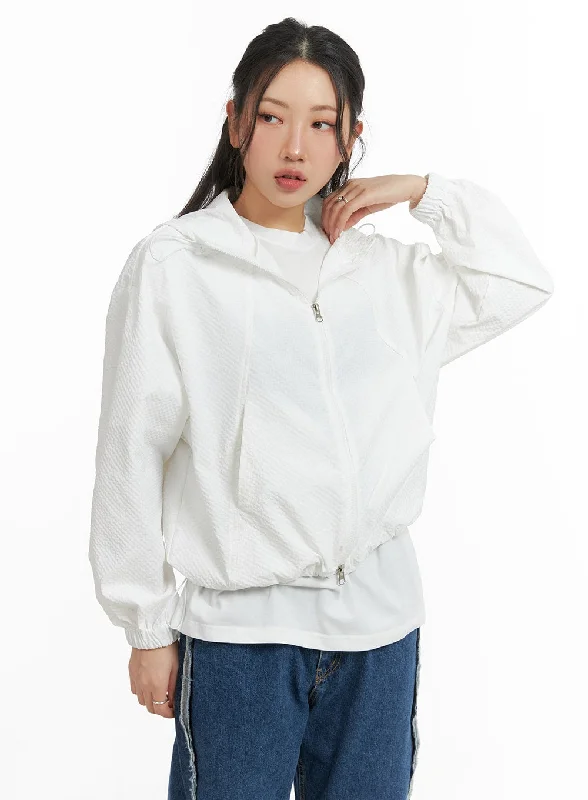 Hip-Hop HoodiesHooded Solid Zipper Windbreaker CM425