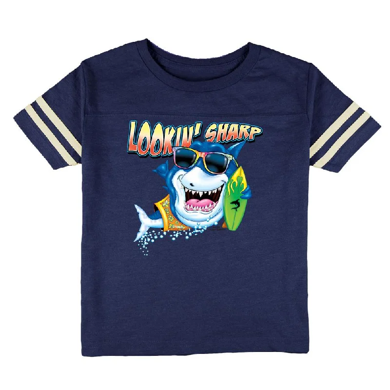 Shark Lookin' Sharp Toddler Football T ShirtEmbellished T-Shirts