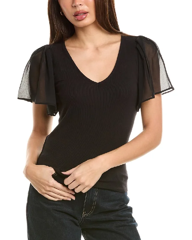 Reflective Short Sleeve Tops1.STATE Flutter Sleeve Top