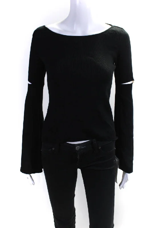 Adeam Womens Asagao Knit Top BlackKnit Solid