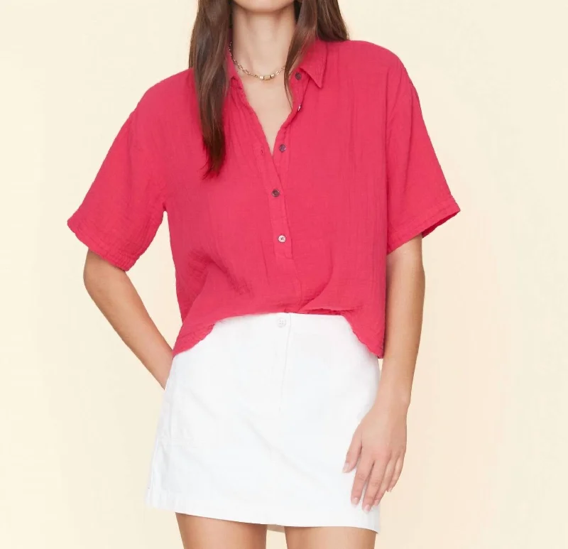 Removable hoodAnsel Button Down Top In Sweet Pea