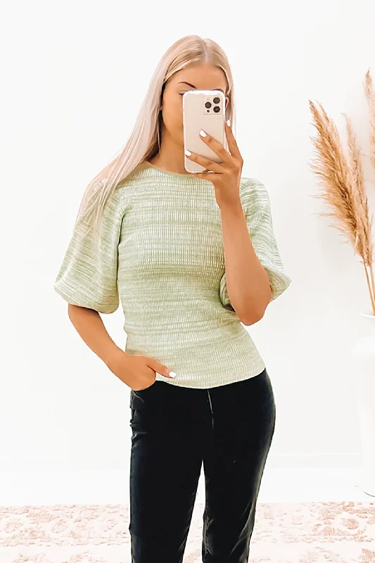 Ariana Ribbed Knit Top Green MarleKnitted Oversized