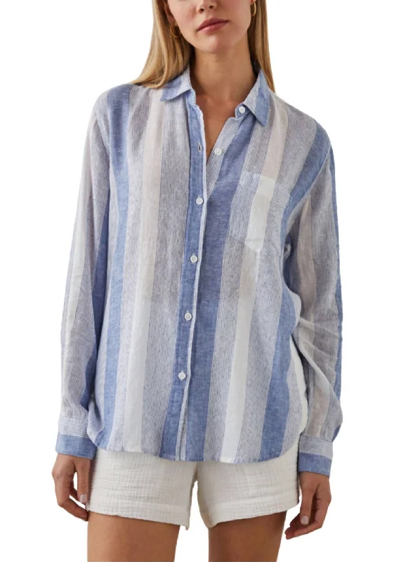 Tear resistanceCharli Button Down Top In Nevis Stripe