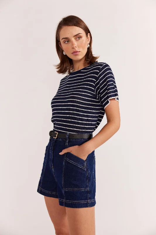 Coco Stripe Knit Tee | Navy/WhiteKnitted Heavyweight