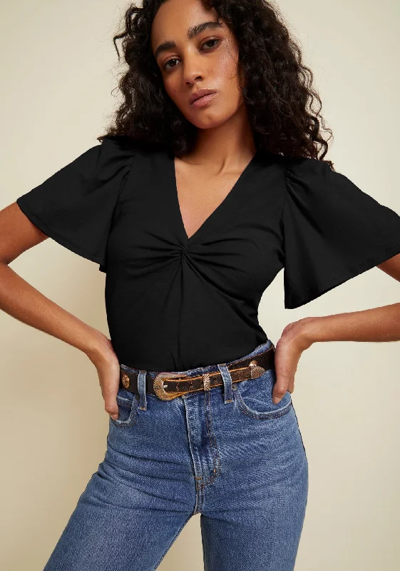 Lounge Short Sleeve TopsDusty Twisted Flutter Sleeve