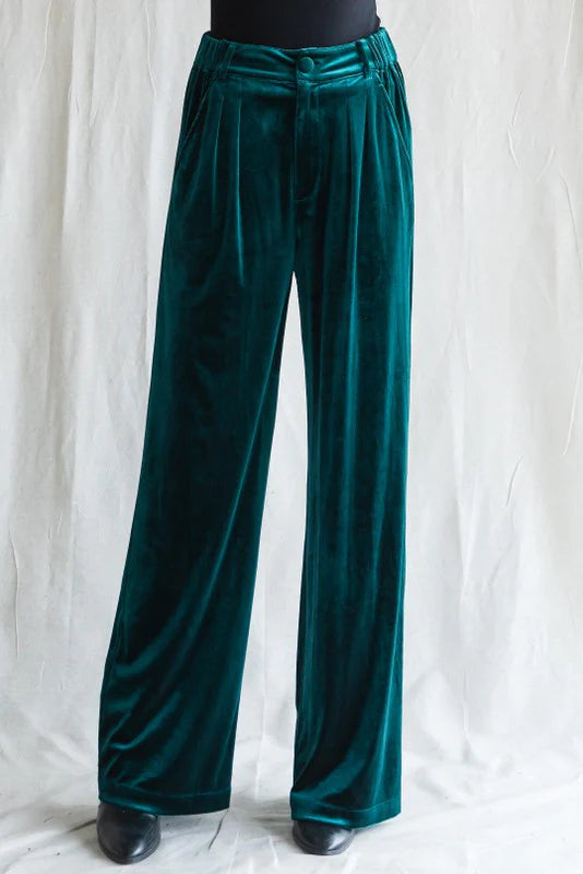 Holiday Crush Green Velvet Pants