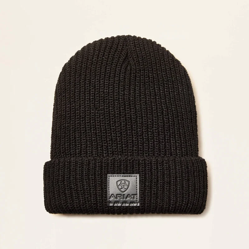 Rib Knit Insulated Cap - BlackKnit Beaded