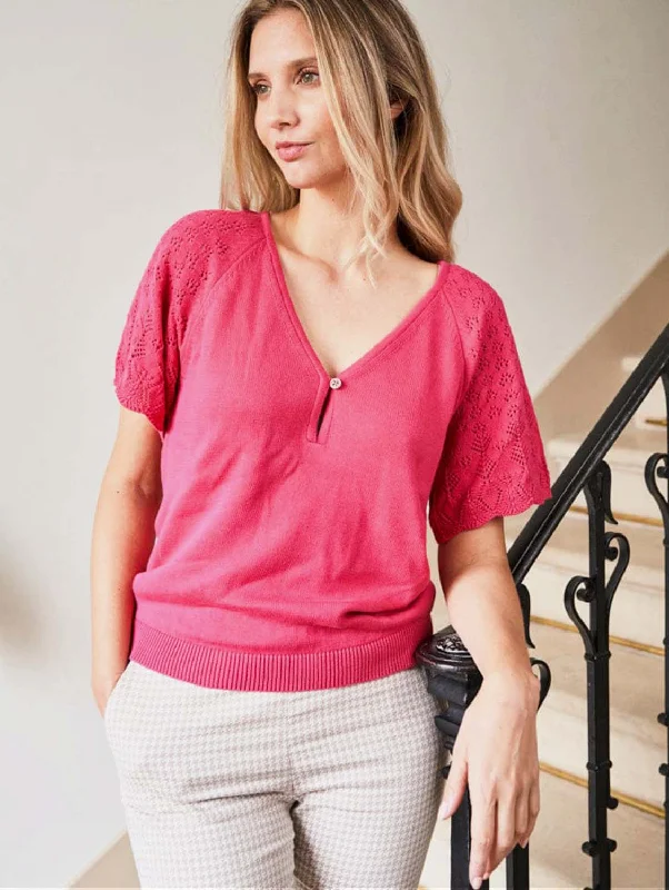 Dew Organic Cotton Knit Top | StrawberryKnitted Solid