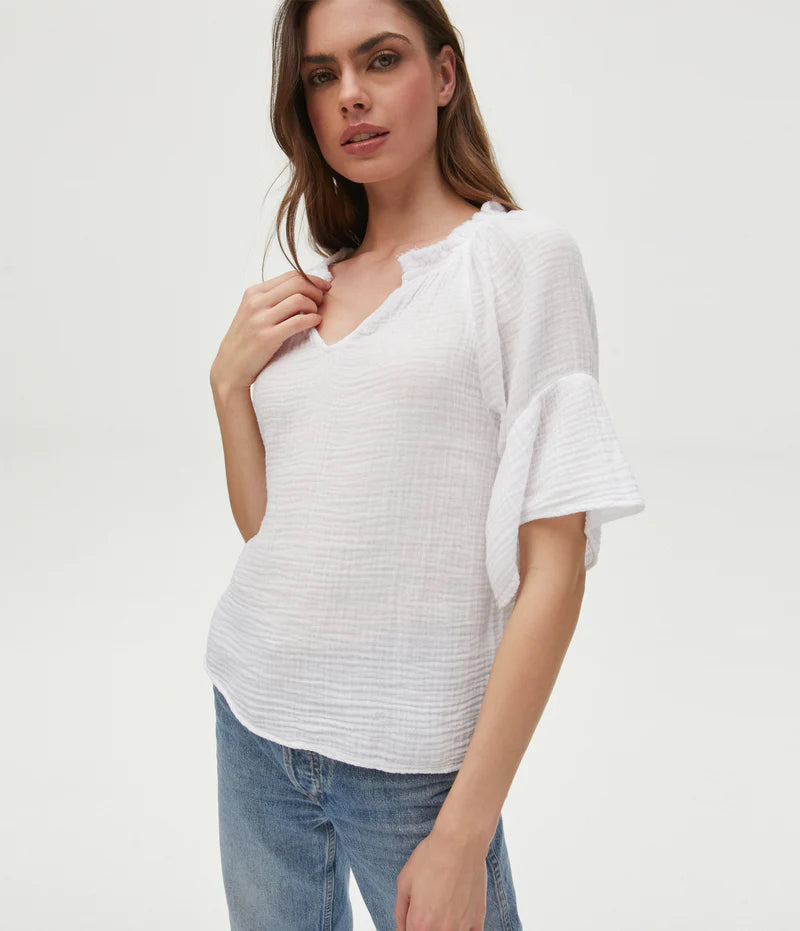 Athletic Short Sleeve TopsSavannah Gauze Top with Flutter Sleeves