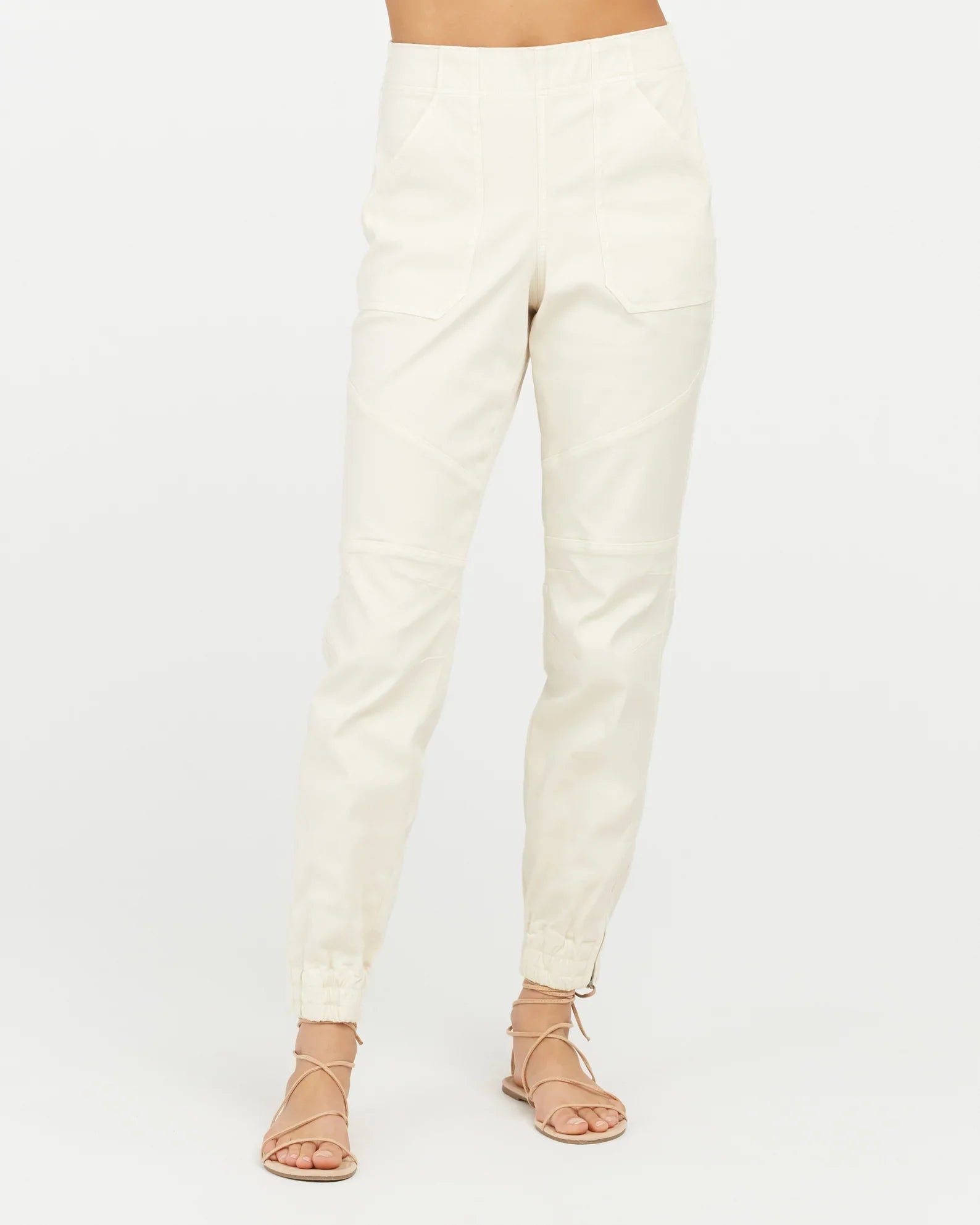 Spanx Stretch Twill Cargo Jogger Pants Parchment