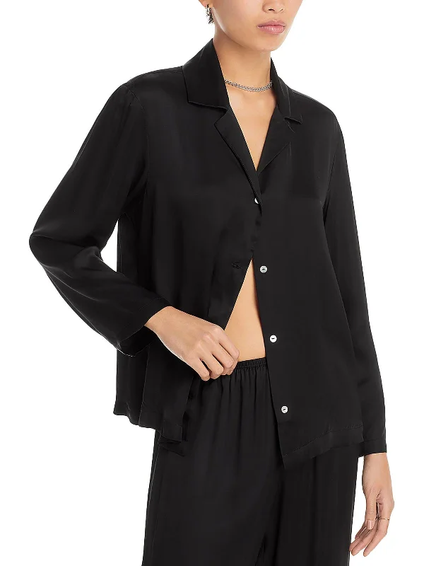 Fashion down jacketWomens Satin Button-Down Top