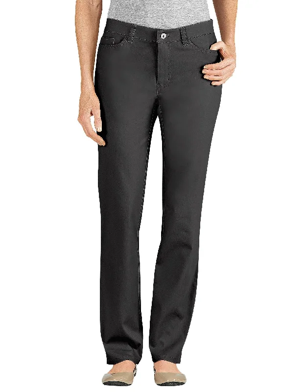 Women's Slim Fit Skinny Leg 5-Pocket Stretch Twill Pants - Black