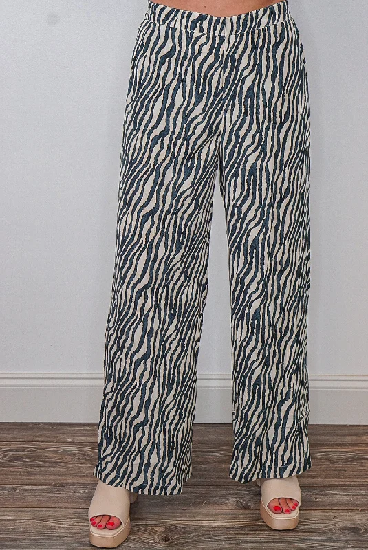 Zebra Print Trends Teal Pants