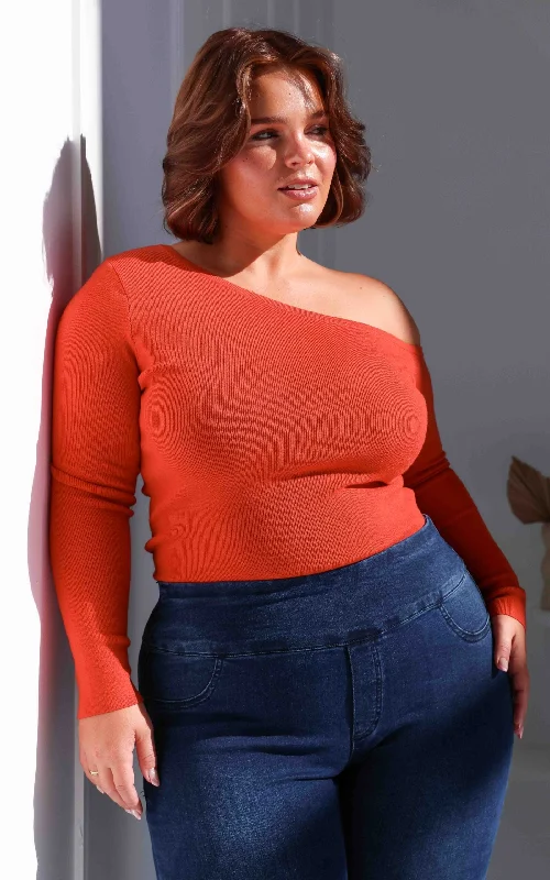 Ashlee Knit Top - Tangerine OrangeKnitted Fall