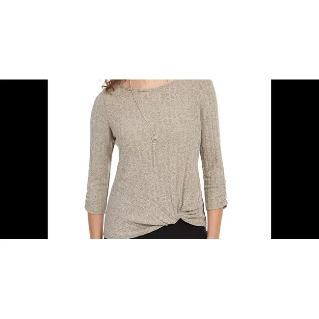 Bcx Juniors' Knit Twist-Front Top Lt Beige Size LargeKnit Cable