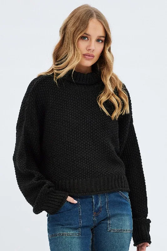 Black Knit Jumper Turtle NeckKnitted Fall