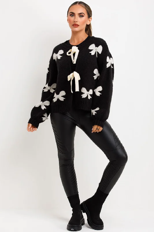 Black Knitted Jumper With Bows And DiamantiesKnitted Winter