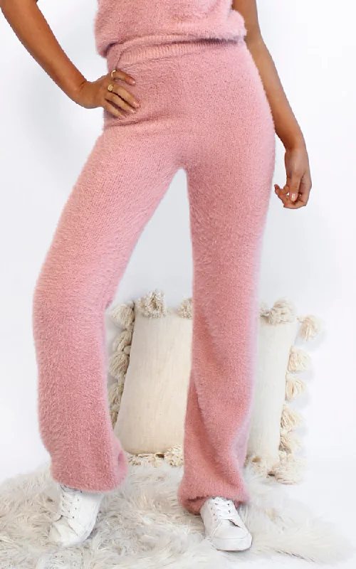 Call Me Later Knit Pants - Blush