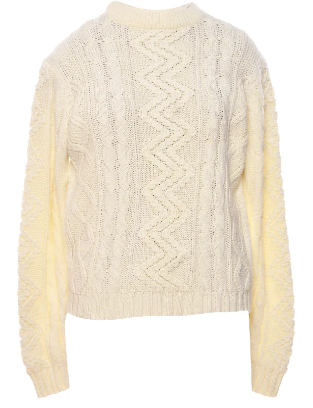 Cream Cable Knit Jumper - MKnit Loose