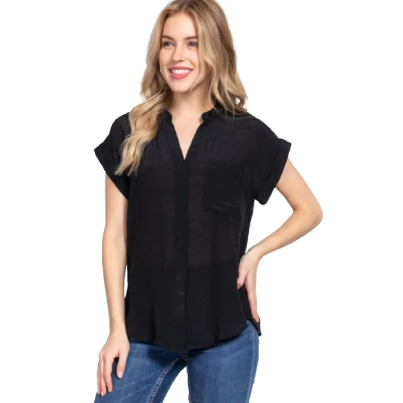 Tear-resistant fabricDolman Slv Button Down Woven Top