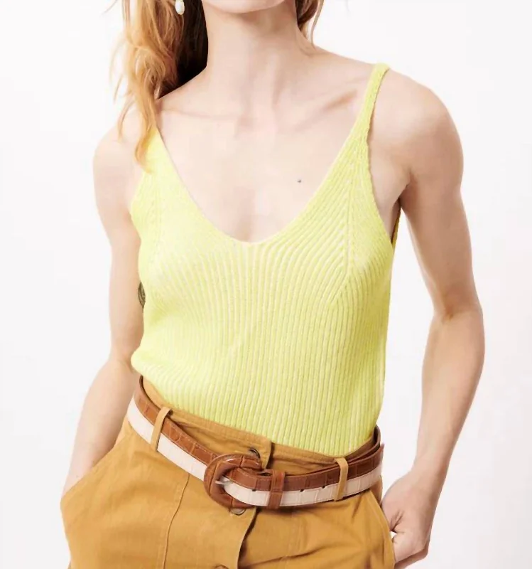 Edith Knitted Top In CitronKnit Polka Dot