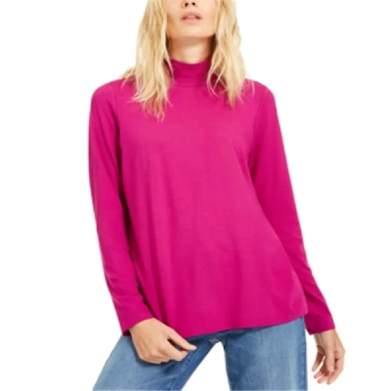 Eileen Fisher Women's Mock Neck Knit Top PurpleSize LKnitted Fitted