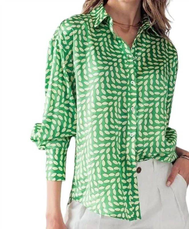 Seamless laminationElsie All Over Printed Button Down Top In Green