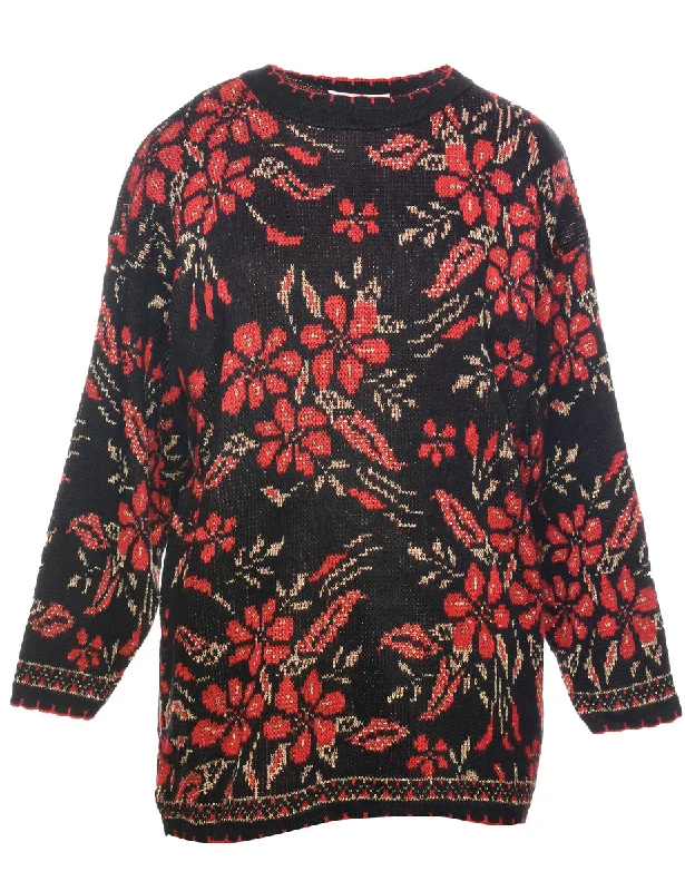 Floral Knit Jumper - LKnitted Patterned