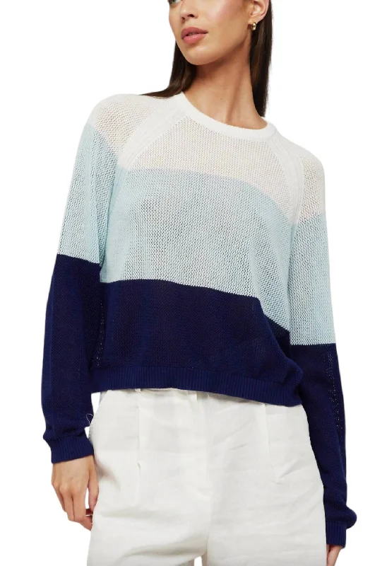 Halle Open Stitch Knit Top In Aqua MistKnitted Oversized