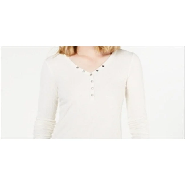 Hippie Rose Junior's Rib Knit Henley Top White/Cloud Size X-SmallKnit Long Sleeve