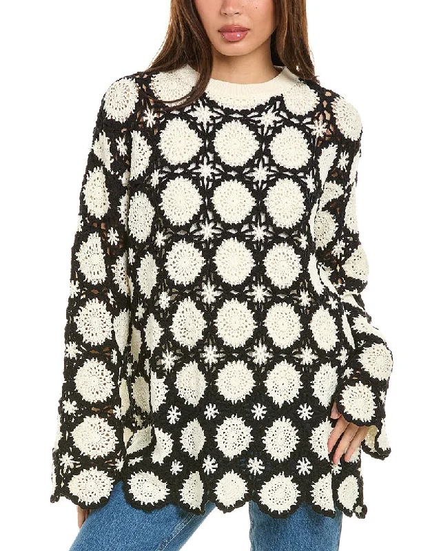 Jason Wu Crochet Knit TopKnitted Patterned