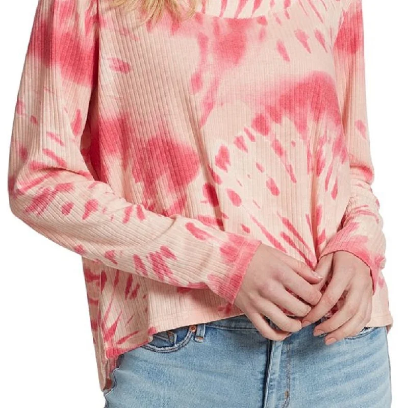 Jessica Simpson Women's Melinda Printed Ribbed Knit Top Pink Size SmallKnit Loose