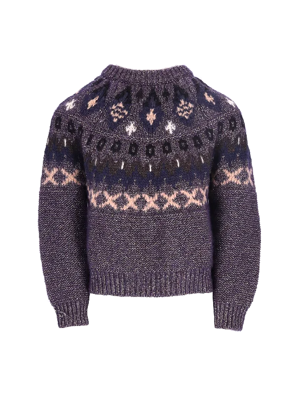 metallic fair-isle knitted jumperKnitted Crewneck