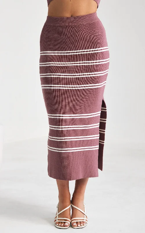 Mills Knit Midi Skirt - MauveKnit Turtleneck