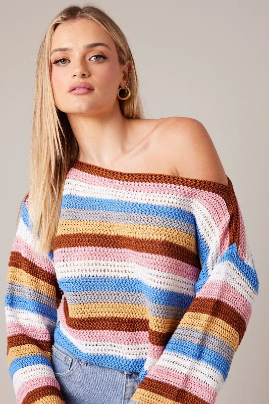 Multi Stripe Knit JumperKnit Graphic