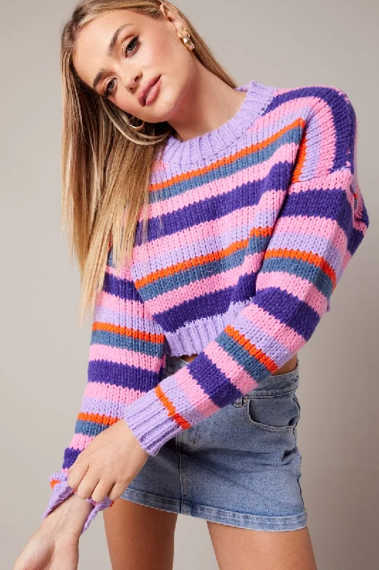 Multi Stripe Knit JumperKnitted Graphic