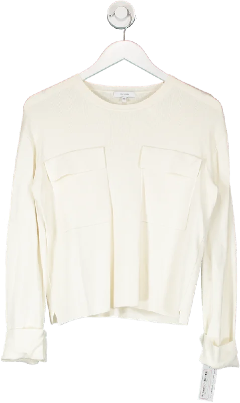 REISS Cream Tilly Knitted Twin Pocket Top UK XSKnit Turtleneck