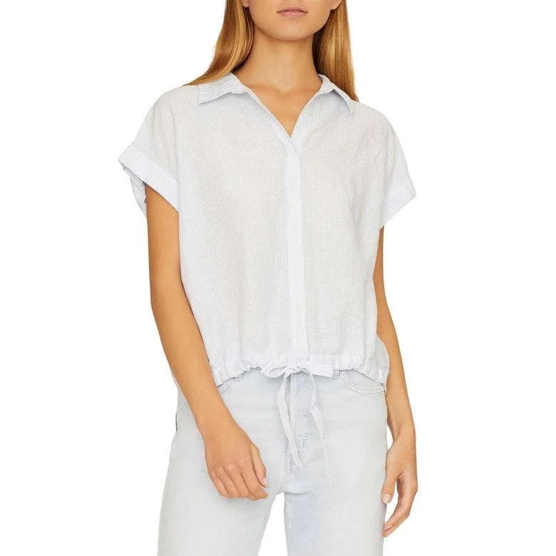 Grey goose downSanctuary Women's Linen Cuff Sleeves Button Down Top White Size S