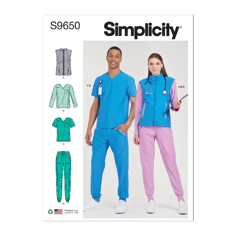 Simplicity Unisex Knit Scrubs S9650Knit Turtleneck