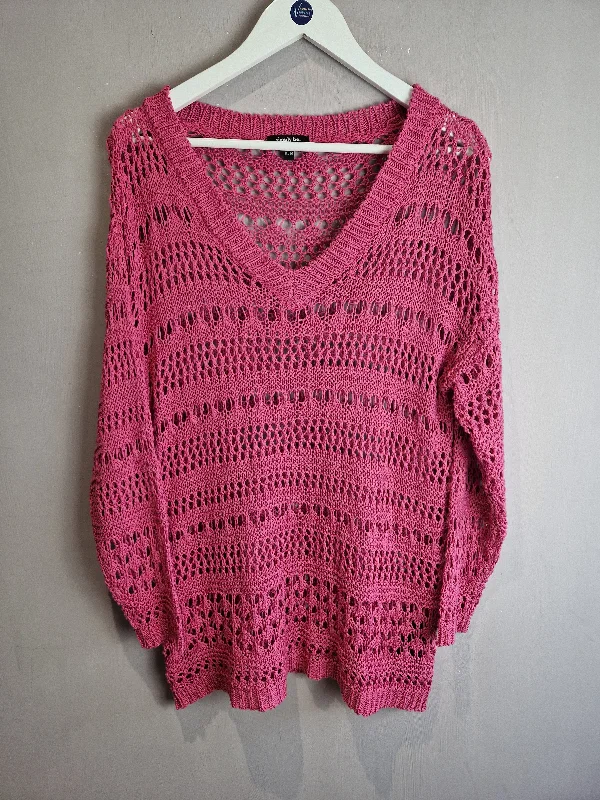 Simply Be pink loose knit jumper - size 16Knitted Round Neck