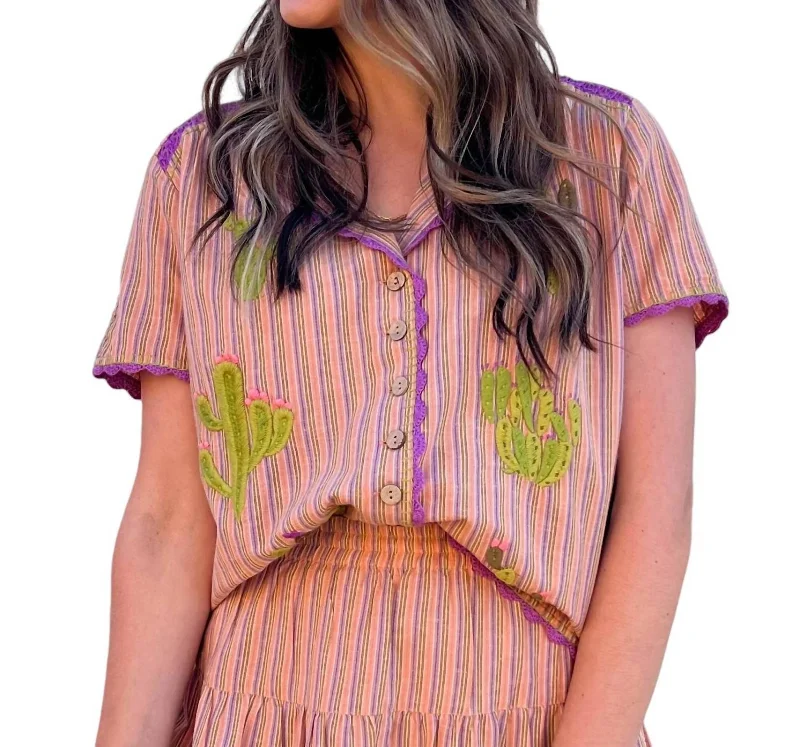 Removable linerSocorro Button Down Top In Multi Stripe