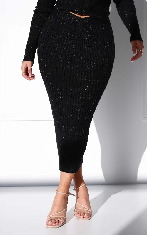 Solita Knit Midi Skirt - Black MetallicKnit Shirt