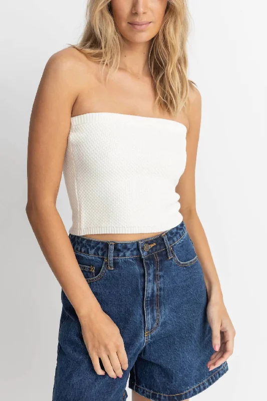 Spirit Strapless Knit Top In WhiteKnit Lightweight