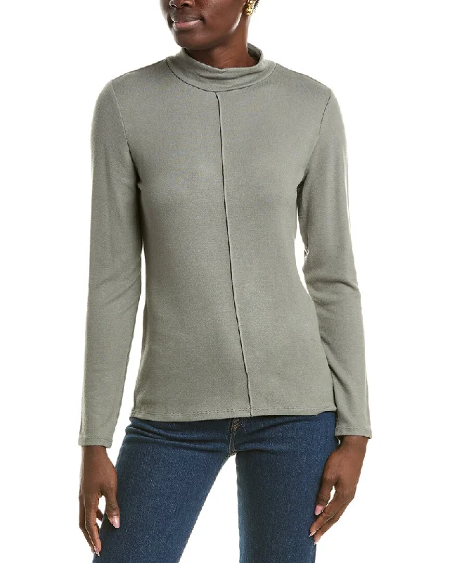 T Tahari Mock Neck Knit Jersey TopKnitted Hooded