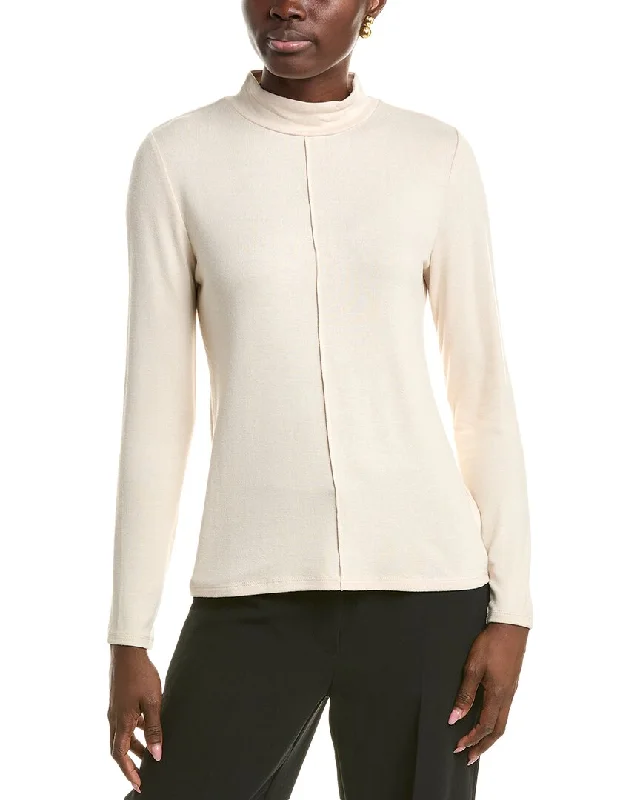 T Tahari Mock Neck Knit Jersey TopKnit Collared